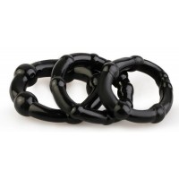 Набор из 3 черных эрекционных колец с рельефом Набор из 3 черных эрекционных колец с рельефом