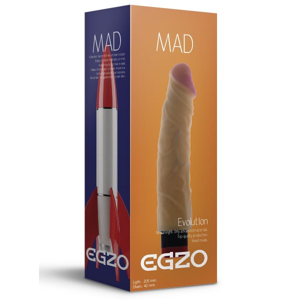 Реалистичный мультискоростной вибратор без мошонки Mad Rocket - 20,5 см