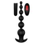 Черный анальный вибромассажер REMOTE GRADUATING BEADS - 20,7 см
