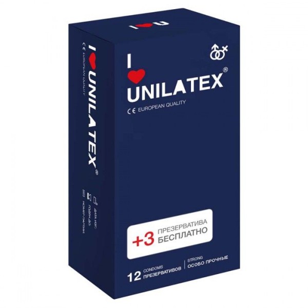 Ультрапрочные презервативы Unilatex Extra Strong - 12 шт + 3 шт в подарок