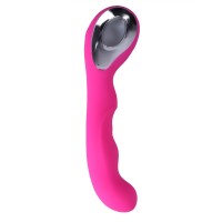 Ярко-розовый ребристый вибромассажер точки G - 20 см. Ярко-розовый ребристый вибромассажер точки G - 20 см.