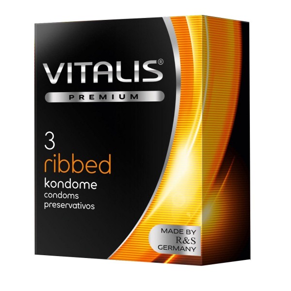 Ребристые презервативы VITALIS PREMIUM ribbed - 3 шт