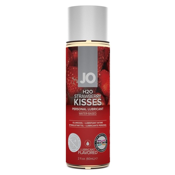 Лубрикант на водной основе с ароматом клубники JO Flavored Strawberry Kiss - 60 мл