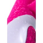 Розовый вибратор с клиторальным стимулятором ELLY с подогревом - 21,5 см