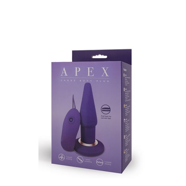 Фиолетовая анальная вибропробка APEX BUTT PLUG LARGE PURPLE - 15 см
