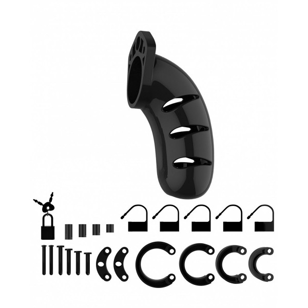 Чёрный мужской пояс верности Model 03 Chastity 45  Cock Cage