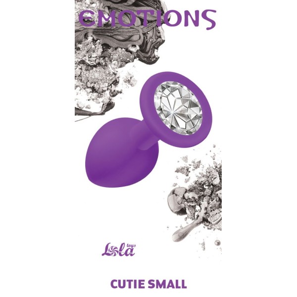 Малая фиолетовая анальная пробка Emotions Cutie Small с прозрачным кристаллом - 7,5 см