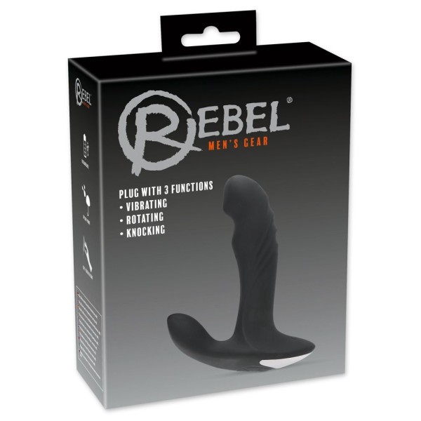 Черный вибромассажер простаты с функцией римминга Plug with Perineum Stimulator - 16,6 см