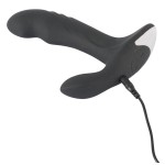 Черный вибромассажер простаты с функцией римминга Plug with Perineum Stimulator - 16,6 см