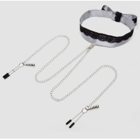 Атласный ошейник с зажимами для сосков Play Nice Атласный ошейник с зажимами для сосков Play Nice