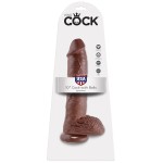 Большой коричневый фаллоимитатор с мошонкой 10  Cock with Balls на присоске - 25,4 см