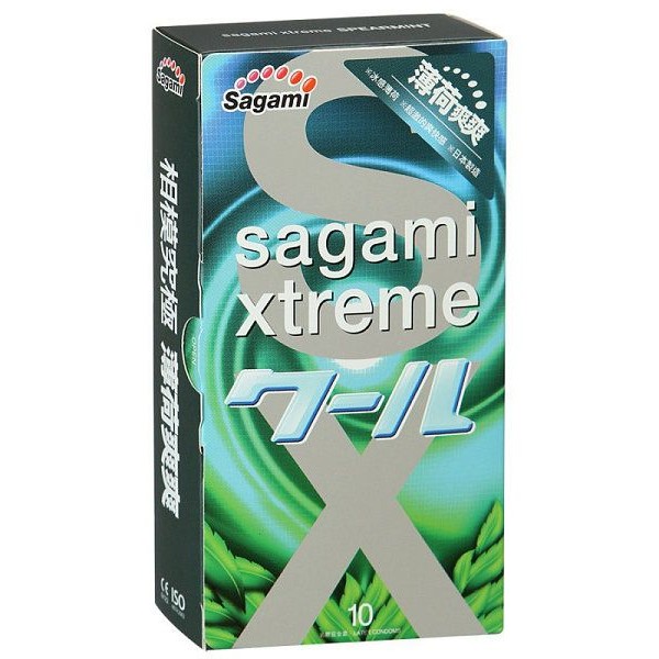 Презервативы Sagami Xtreme Mint с ароматом мяты - 10 шт