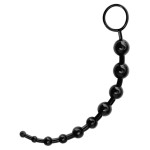 Чёрная гибкая анальная цепочка Black Red - 31 см