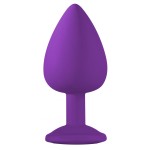 Большая фиолетовая анальная пробка Emotions Cutie Large с прозрачным кристаллом - 10 см