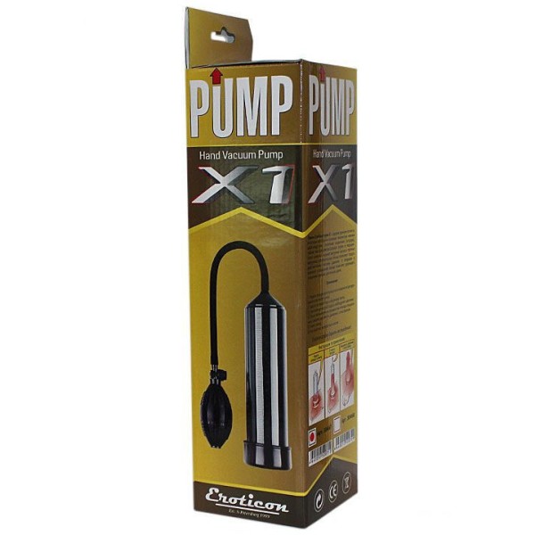 Чёрная вакуумная помпа Eroticon PUMP X1 с грушей