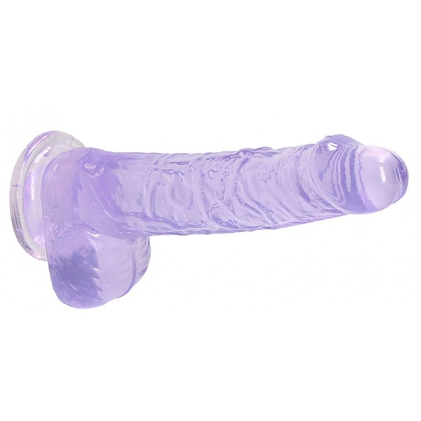 Фиолетовый фаллоимитатор Realrock Crystal Clear 9 inch - 25 см