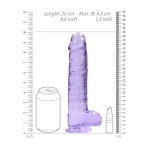 Фиолетовый фаллоимитатор Realrock Crystal Clear 9 inch - 25 см