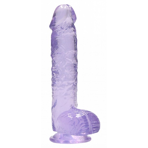 Фиолетовый фаллоимитатор Realrock Crystal Clear 9 inch - 25 см