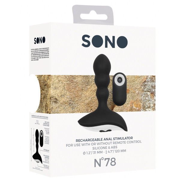 Черный массажер простаты с пультом N 78 Rechargeable Anal Stimulator - 12 см