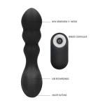 Черный массажер простаты с пультом N 78 Rechargeable Anal Stimulator - 12 см