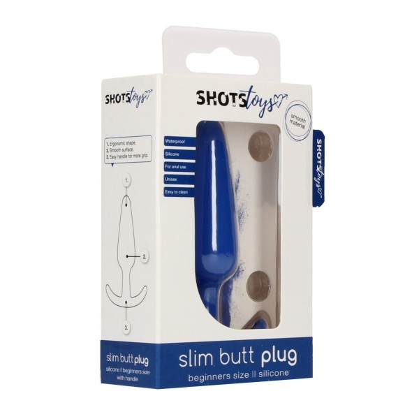 Синяя анальная пробка для ношения Slim Butt Plug - 8,3 см