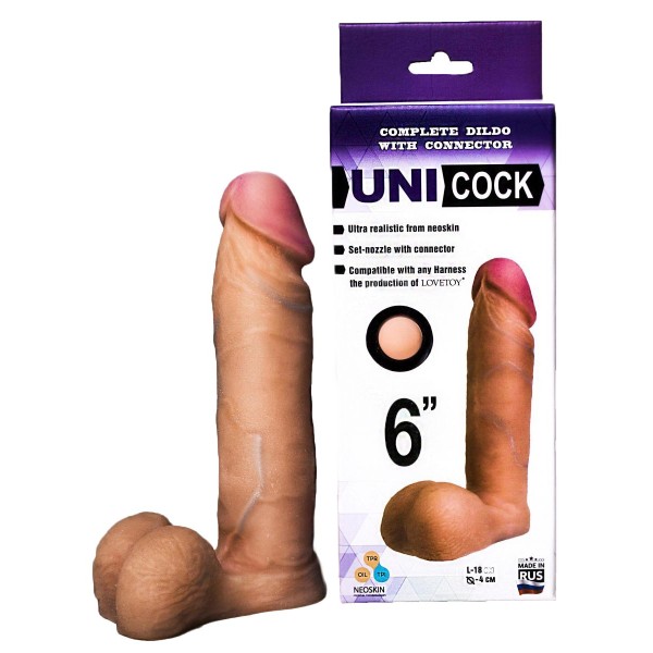 Насадка для страпона фаллической формы UNICOCK 6  - 18 см