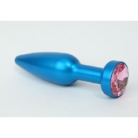 Большая синяя анальная пробка с розовым стразом - 11,2 см. Большая синяя анальная пробка с розовым стразом - 11,2 см.