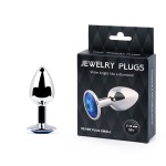 Анальное украшение SILVER PLUG SMALL с синим кристаллом - 7,2 см