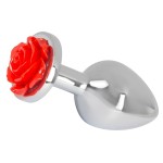 Серебристая втулка с красной розочкой в основании - 9 см