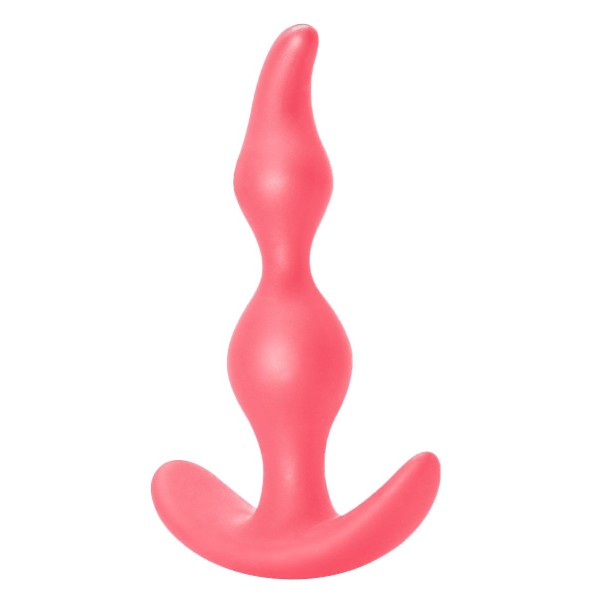 Розовая анальная пробка Bent Anal Plug Black - 13 см