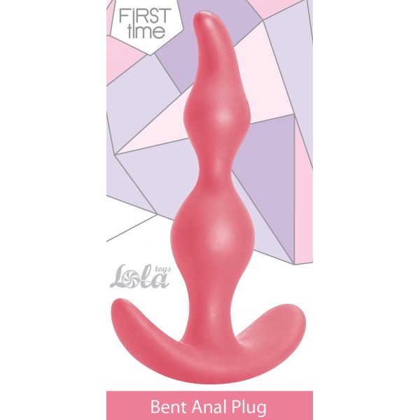 Розовая анальная пробка Bent Anal Plug Black - 13 см