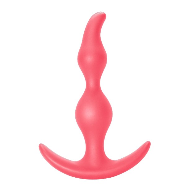 Розовая анальная пробка Bent Anal Plug Black - 13 см