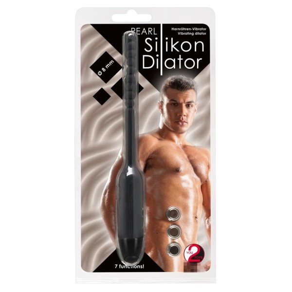 Чёрный вибростимулятор для уретры Silikon Dilator - 19 см