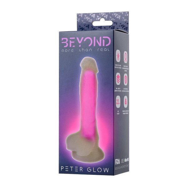 Прозрачно-розовый фаллоимитатор, светящийся в темноте, Clark Glow - 22 см