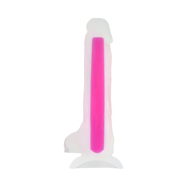 Прозрачно-розовый фаллоимитатор, светящийся в темноте, Clark Glow - 22 см