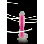 Прозрачно-розовый фаллоимитатор, светящийся в темноте, Clark Glow - 22 см