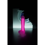 Прозрачно-розовый фаллоимитатор, светящийся в темноте, Clark Glow - 22 см