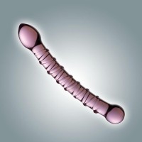 Розовый двусторонний фаллоимитатор из стекла - 18,5 см. Розовый двусторонний фаллоимитатор из стекла - 18,5 см.