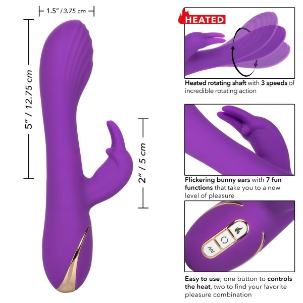 Фиолетовый вибратор-кролик с нагревом Jack Rabbit Signature Heated Silicone Rotating - 21,5 см