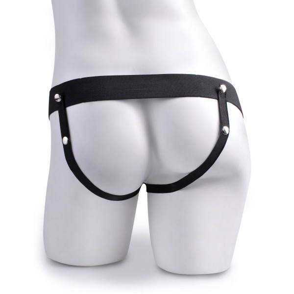 Телесный полый страпон с имитацией эякуляции 75  Hollow Squirting Strap-On with Balls - 21,6 см