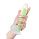 Прозрачно-зеленый фаллоимитатор, светящийся в темноте, Dick Glow - 18 см