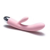 Нежно-розовый вибратор Alice с клиторальным стимулятором - 17 см. Нежно-розовый вибратор Alice с клиторальным стимулятором - 17 см.