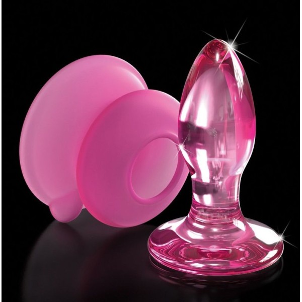 Розовая стеклянная пробка Icicles №90 с силиконовой присоской - 8 см Розовая стеклянная пробка Icicles №90 с силиконовой присоской - 8 см