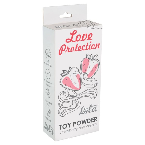 Пудра для игрушек Love Protection с ароматом клубники со сливками - 30 гр