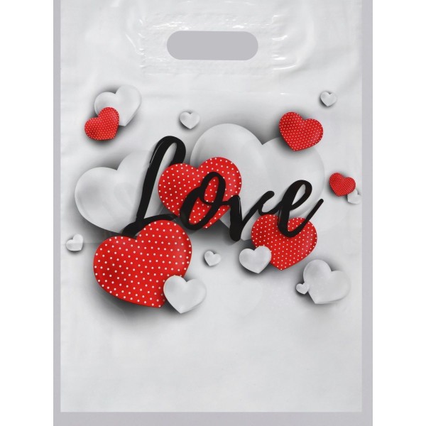 Полиэтиленовый пакет  Love  - 31 х 40 см