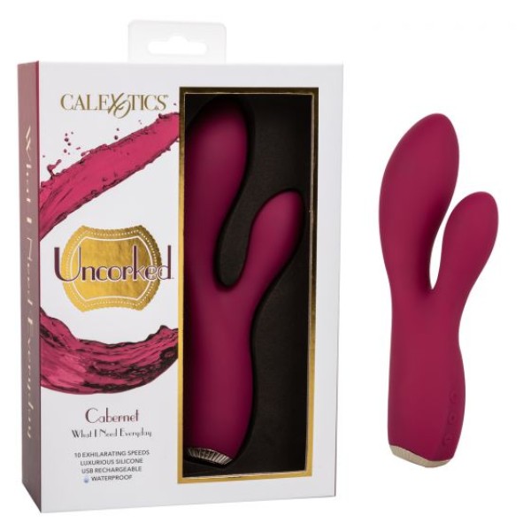 Малиновый вибромассажер-кролик Uncorked Cabernet - 18,5 см