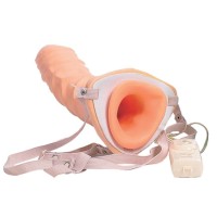 Фаллопротез на ремнях телесного цвета с вибрацией - 17 см. Фаллопротез на ремнях телесного цвета с вибрацией - 17 см.