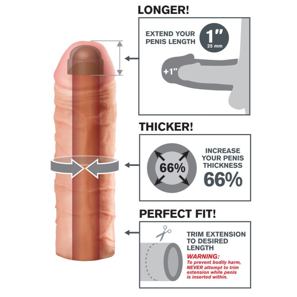 Реалистичная насадка Mega 1 Extension - 17 см