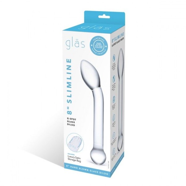 Прозрачный стеклянный фаллос для точки G Slimline G-Spot - 20 см