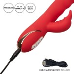 Красный вибромассажер-кролик с функцией нагрева Heated Silicone Ultra-Soft Rabbit - 21,5 см